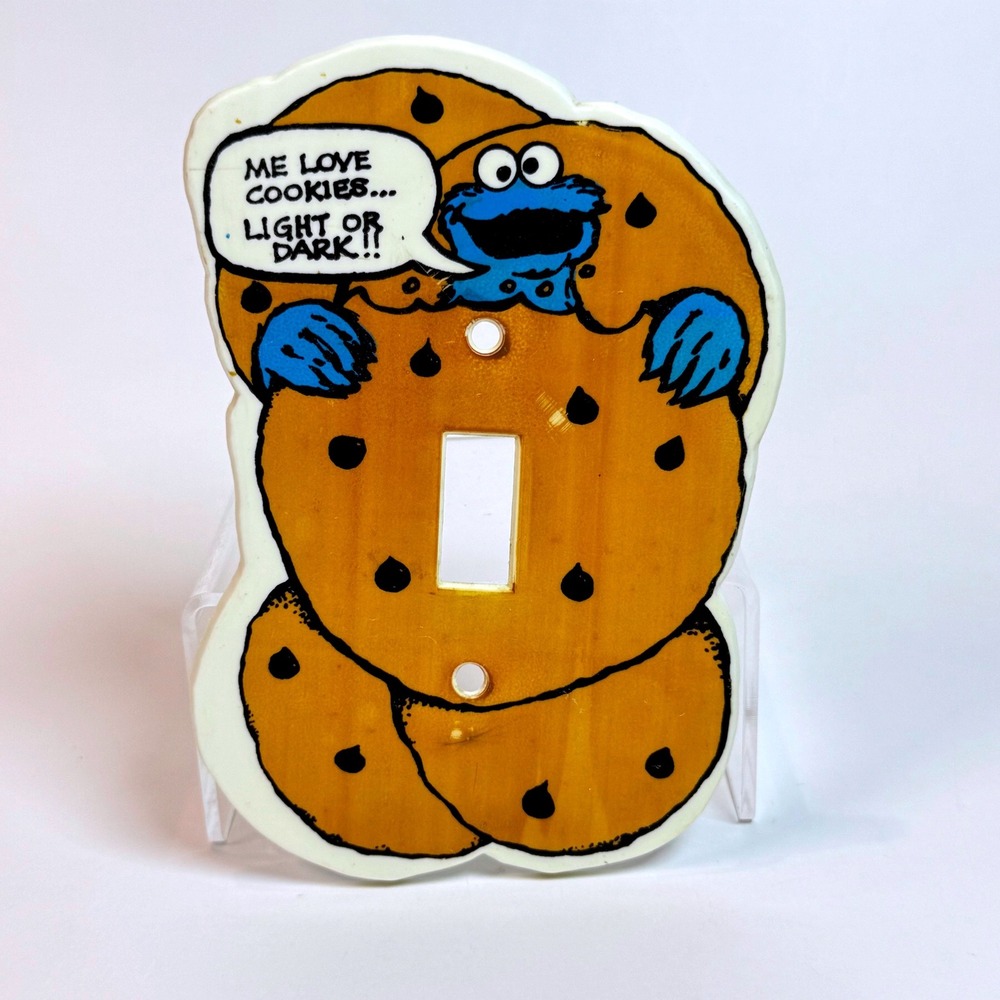 Vintage 1980 Sesame Street Cookie Monster Light Switch Cover Plate Muppets Inc